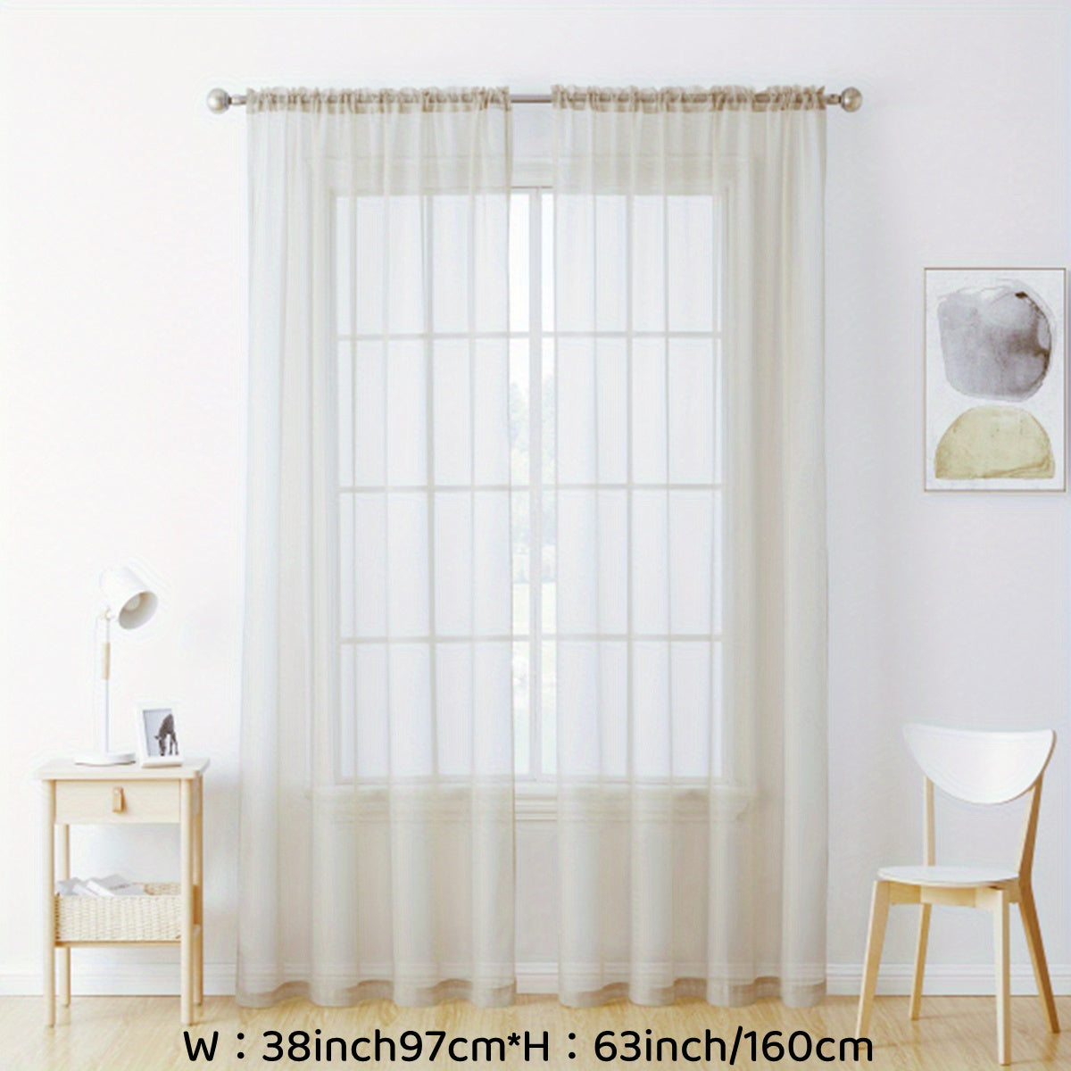 Sheer Voile Curtain Panels for Living Room Bedroom Kitchen Semi-Transparent Polyester