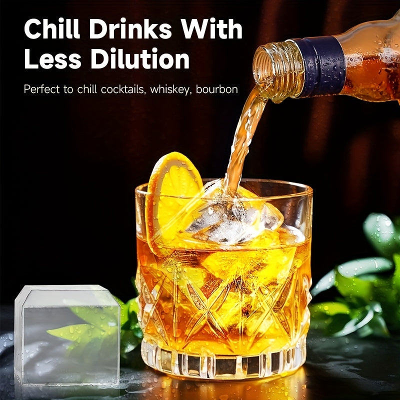 Large Silicone Ice Cube Tray With Lid Square Ice Molds Big Block Stackable