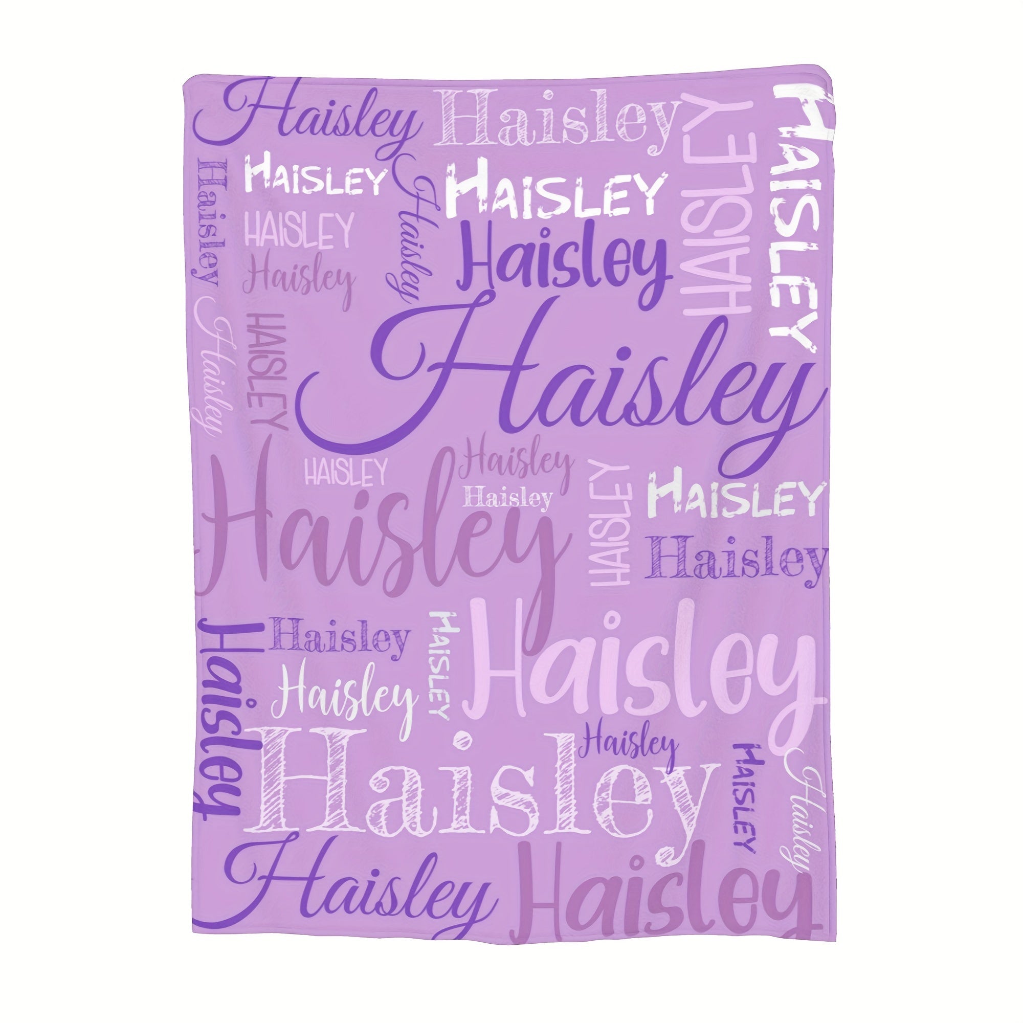 Personalized Soft Polyester Throw Blanket with Custom Name for Couch Bed Travel