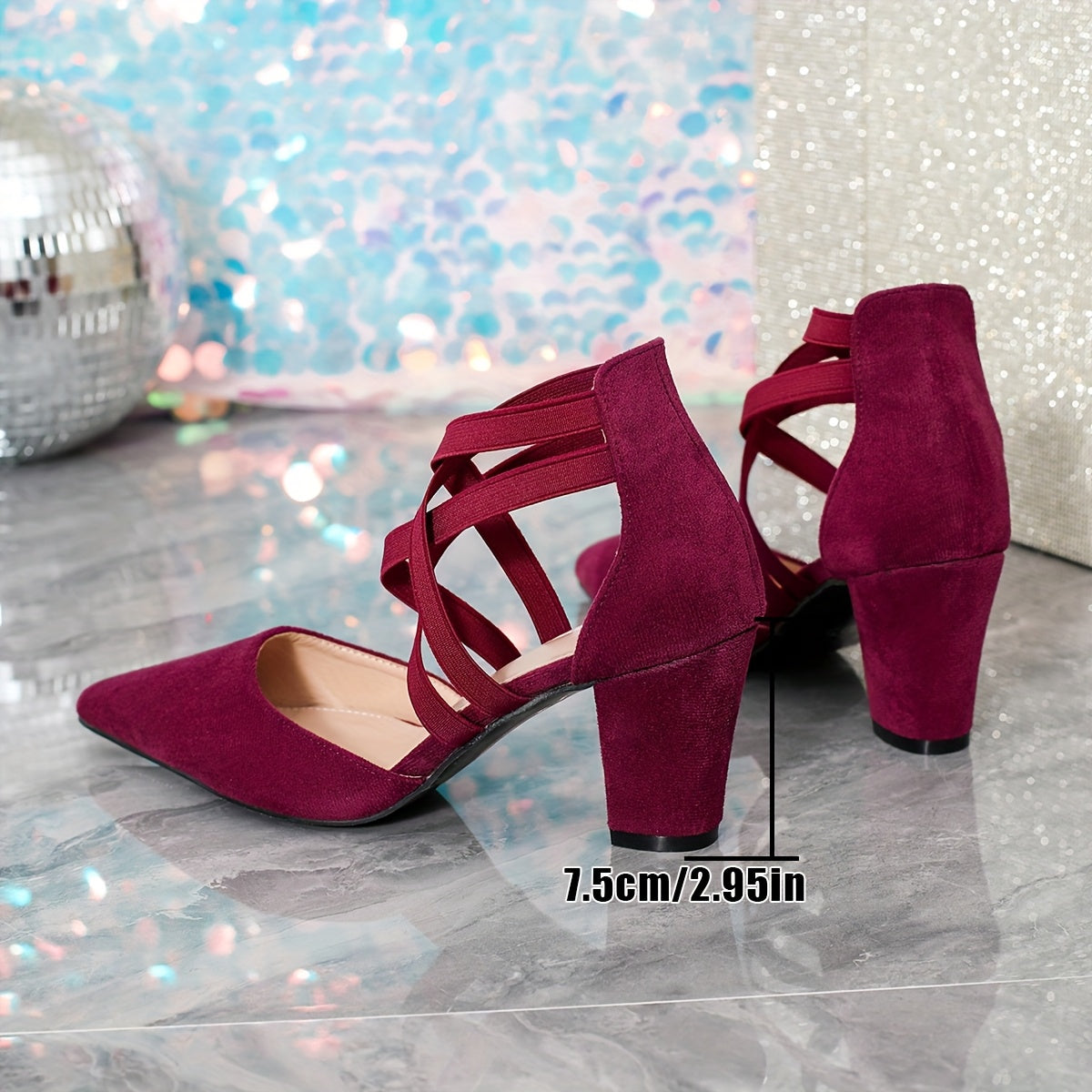 Women's Leather Pointed Toe Cross Strap High Heels Pumps