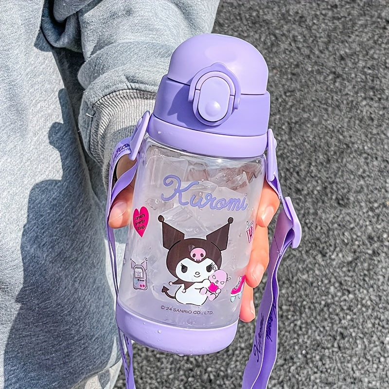 Girls Plastic Water Bottle 520ml Double-Lid Leak-Proof Heat-Resistant Purple