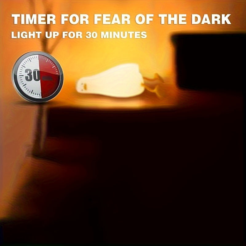 Luz nocturna de silicona suave en forma de pato con temporizador de 30 minutos y ajustes regulables