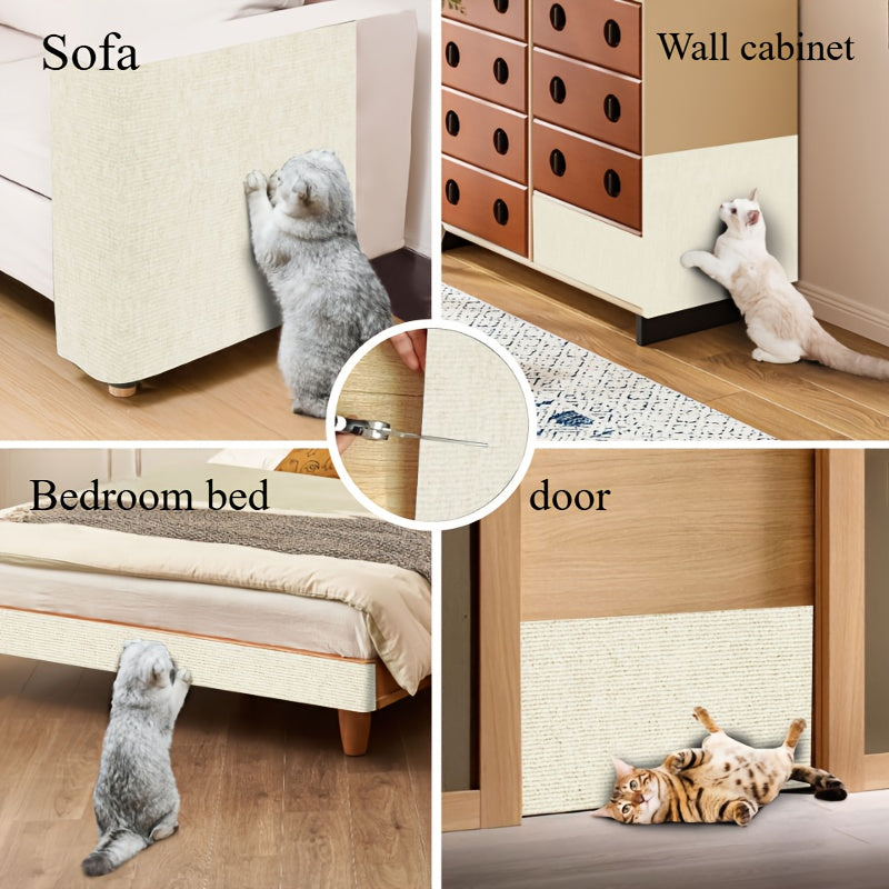 Настенный коврик для царапания кошек, изготовленный из прочного, безворсового полиэстера с самоклеящейся основой, подгоняемый под все породы.