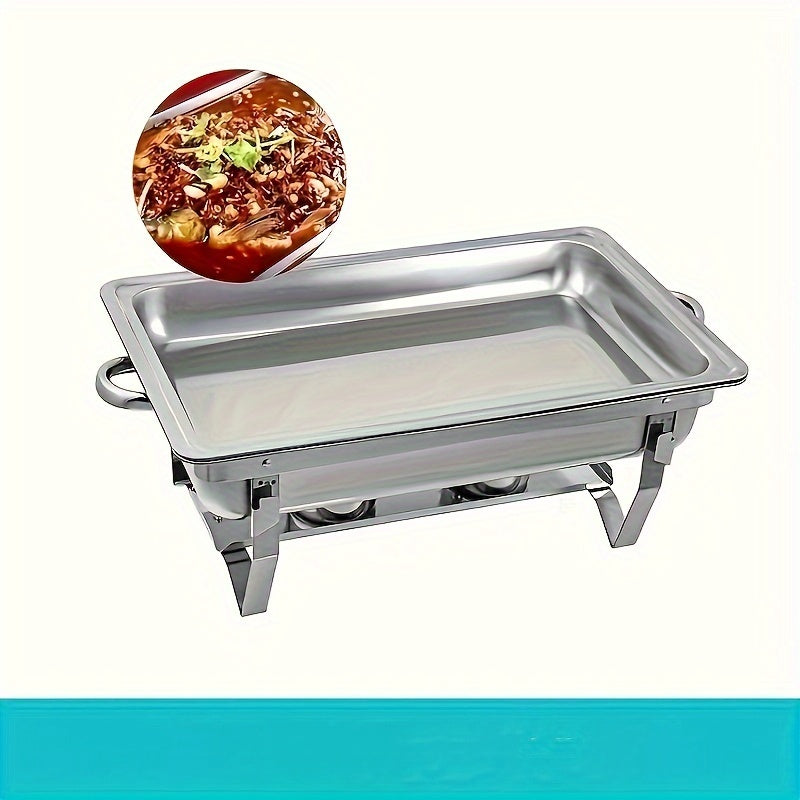 Rectangular Buffet Warmer Set with Lid Stainless Steel Hot Cup for Catering and Parties