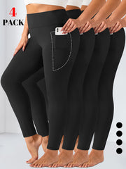 Plus Size Yoga Pants With Pockets High-Waisted Tummy Control Workout Leggings