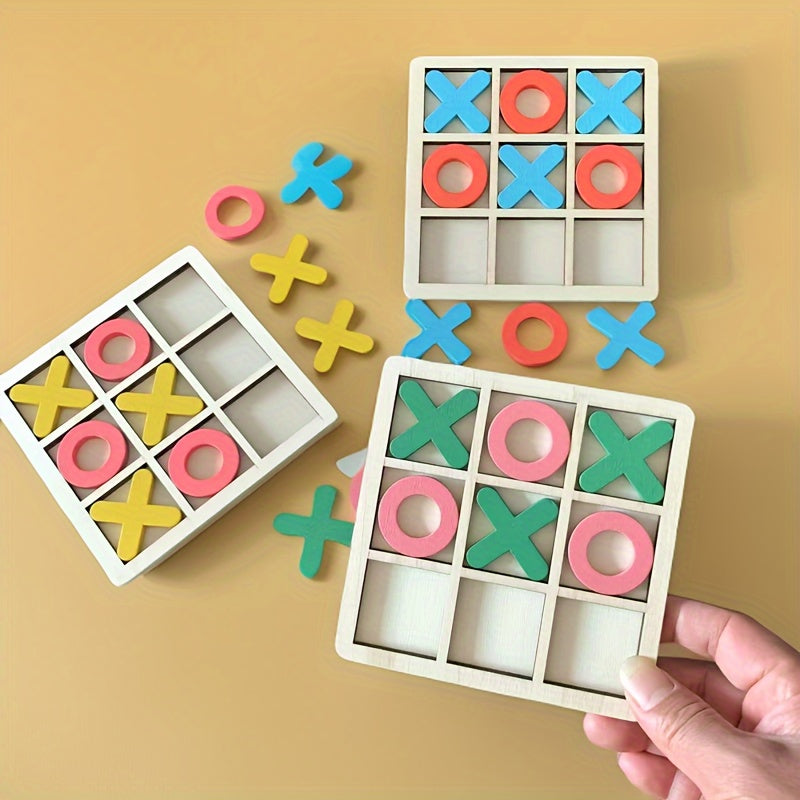 Bolalar uchun interaktiv strategiya o'yini - Yog'ochdan yasalgan tik-tak-toe o'yinchoq.