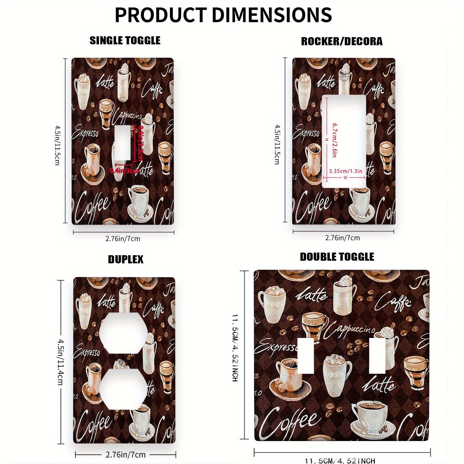 Крышка для стеновой розетки с кофейной тематикой, оформленная латте-артом на коричневом фоне, идеально подходит для декора кухни и спальни. Доступна в вариантах на 1 и 2 гнезда.