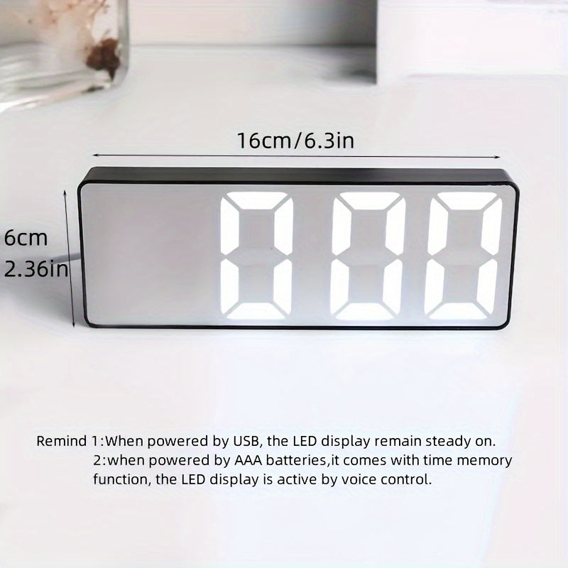 LED Mirror Alarm Clock with Digital Display Snooze USB Night Light for Bedroom Office