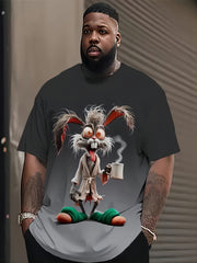 Мужская футболка большого размера с забавным 3D-принтом кролика, полиэстеровая смесь, повседневная летняя уличная одежда