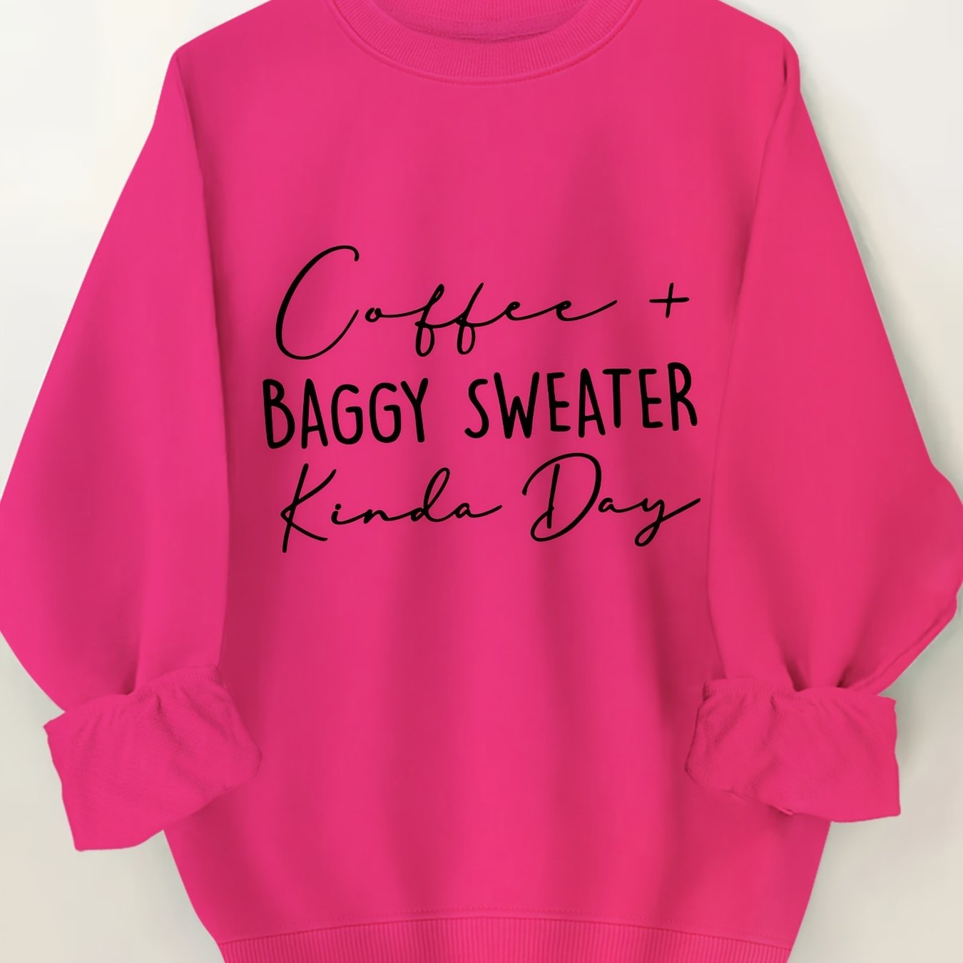 Plus Size Letter Print Pullover Sweatshirt Women Long Sleeve Casual Winter Clothing