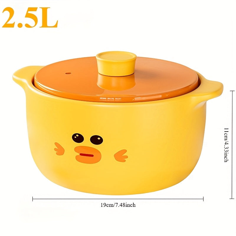 Yellow Ceramic Stockpot 6L for Soups Rice and Slow Cooking Non-Stick Clay Pot