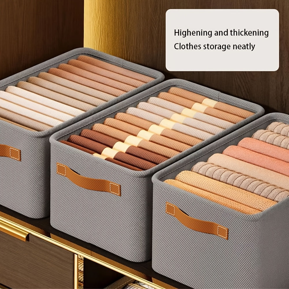 Gray Non-Woven Fabric Storage Bins with Handles for Clothes and Home Organization Set of 4