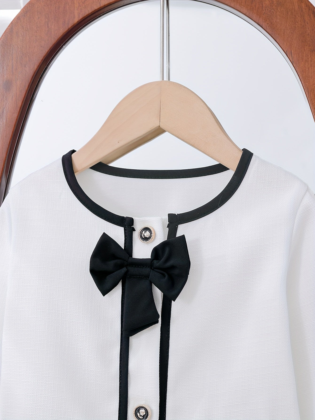 Girls Two-Piece Set with Tweed Top and A-Line Skirt for Spring and Fall