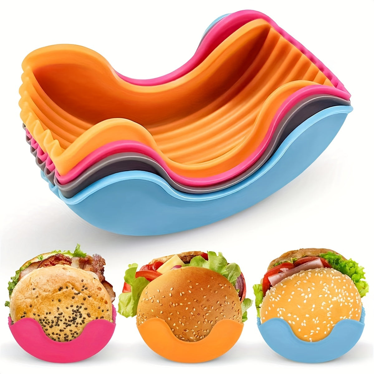 Expandable Silicone Burger Rack Set for Storing and Organizing Kitchen Tools