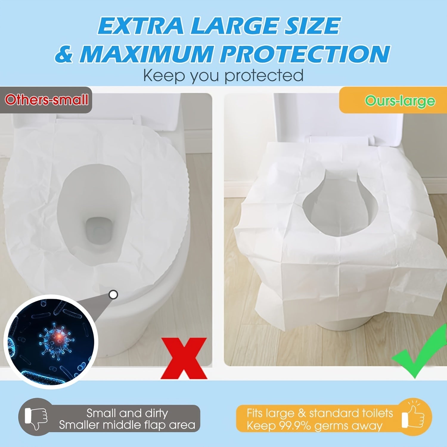 80 Pack Biodegradable Flushable Paper Toilet Seat Covers for Adults and Potty Training