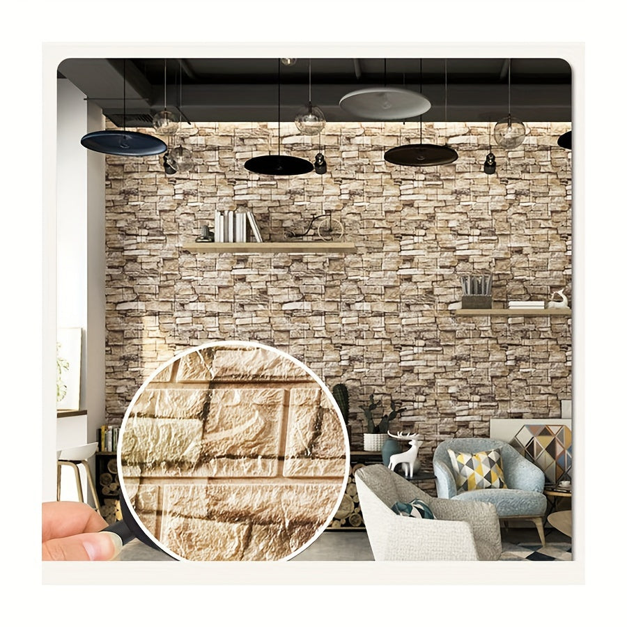 20 Self-Adhesive 3D Brick and Stone Vinyl Wall Stickers Waterproof for Living Rooms Bedrooms Offices