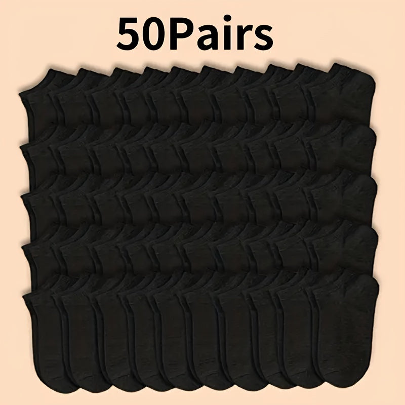 Men's Double Pack Short Socks Black White Gray Navy Blue Casual Sports Breathable