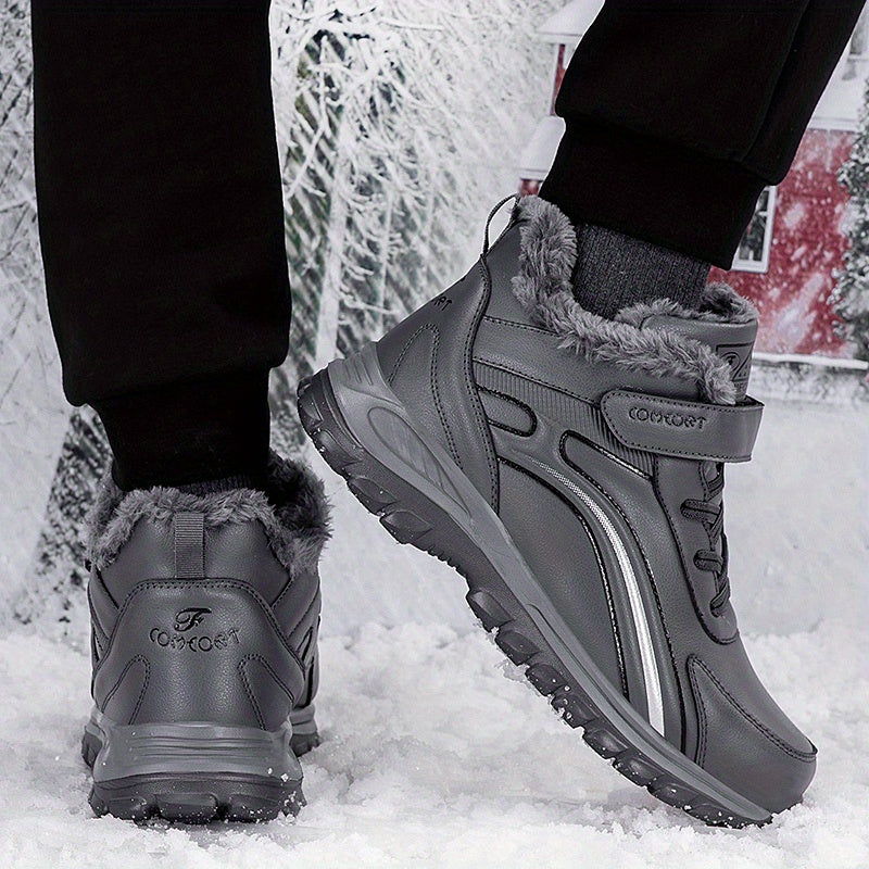 Women's Winter Mid-Calf Fleece Lined Snow Boots Slip-On Low Block Heel