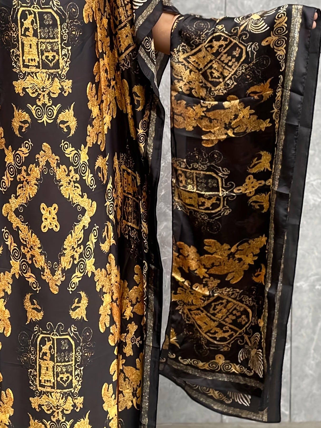 Women's Plus Size Floral Print Tunic Dress with Scarf Polyester All-Season