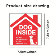 Set of 4 Dog Inside Alert Window Stickers Vinyl Waterproof Scratch-Resistant Indoor Outdoor Decor