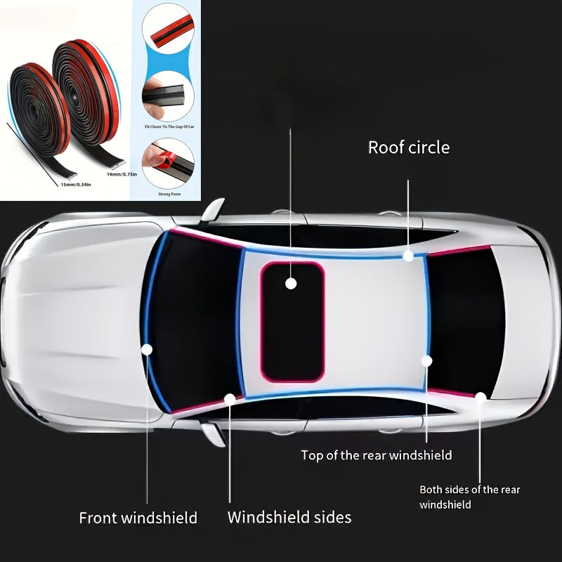 Car Sunroof T-Seal Strip Self-Adhesive Leakproof Noise-Reducing 196.85 Inch