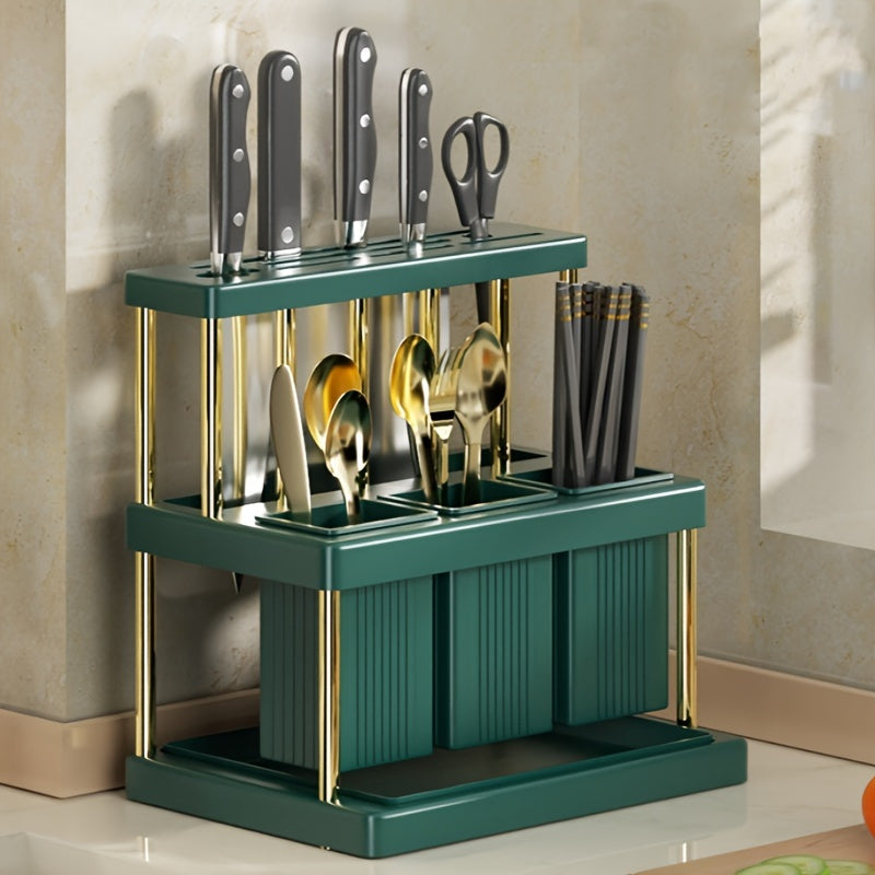 Kitchen Knife and Chopstick Holder, Wooden Shelf Rests for Kitchen Storage