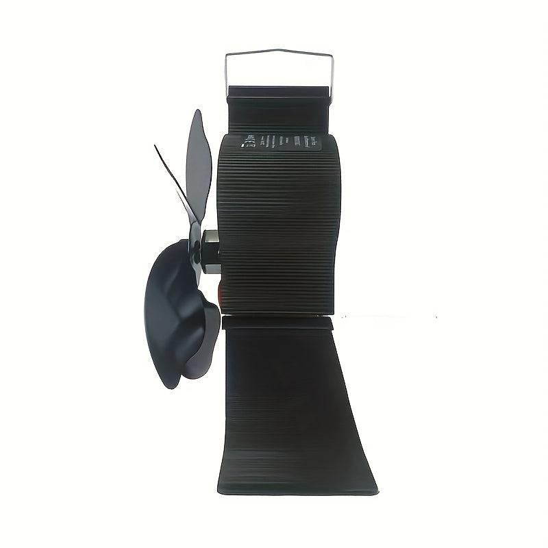 Fireplace Heat Powered Stove Fan Black Aluminum Alloy Wood Burning Stove Top Fan