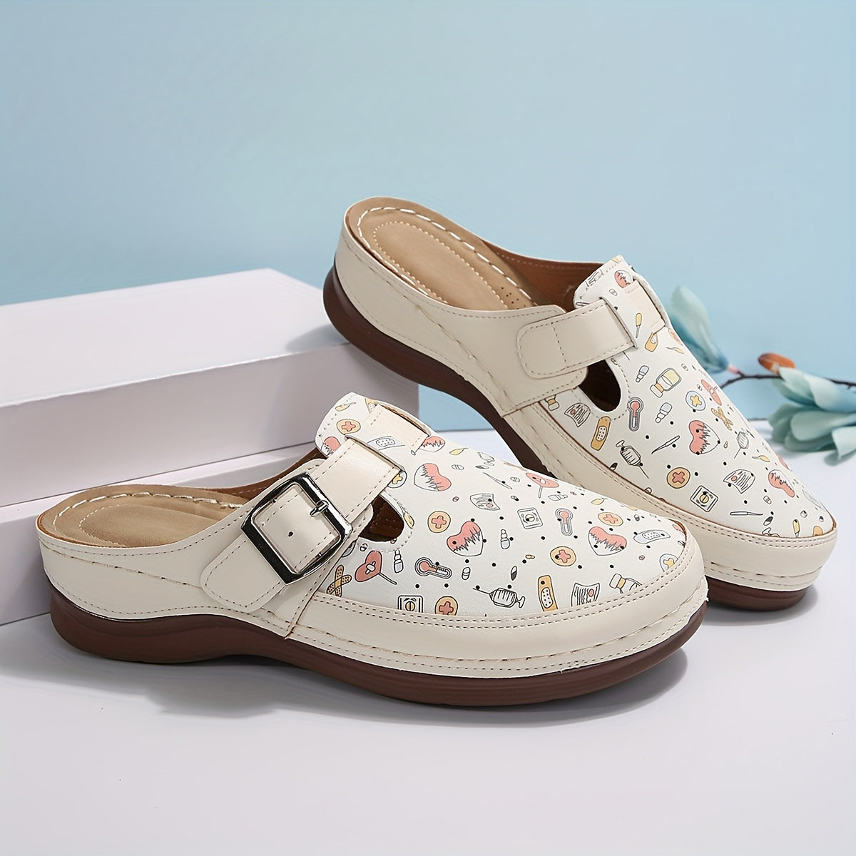 Zapatillas de enfermera para mujer, ligeras, planas, de punta sencilla, para todas las estaciones, materiales sintéticos