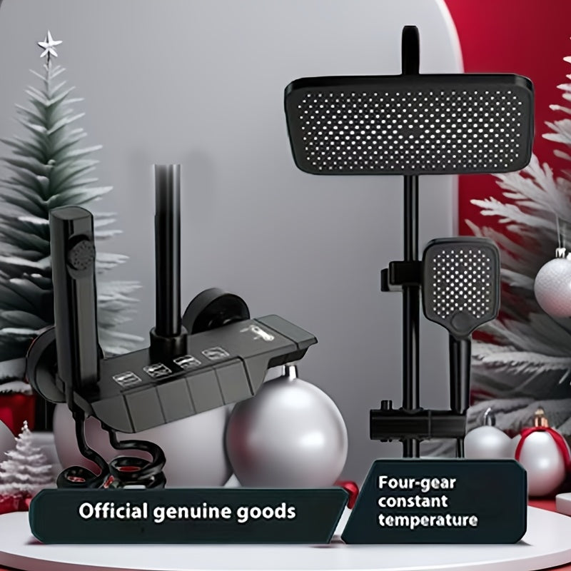 Душевой комплект с двойным душем, водопадным смесителем, распылителем, 4-в-1 управлением, регулируемыми режимами воды, горячей и холодной водой, а также регулируемой высотой.