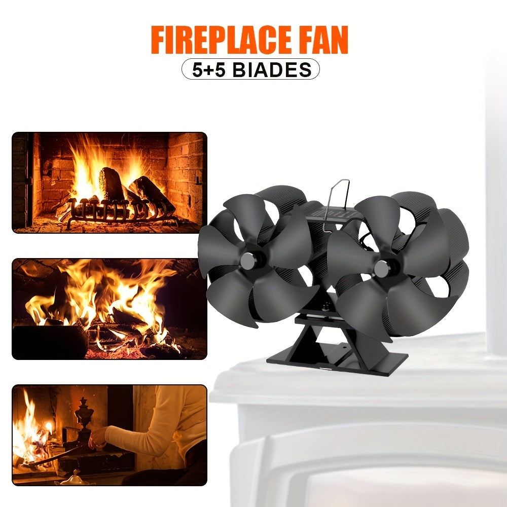 Aluminum High-Speed Fireplace Fan with 10 Blades for Wood and Pellet Stoves