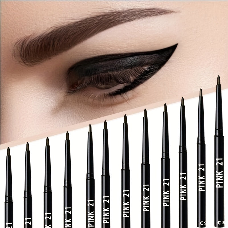 Women's Black Gel Eyeliner Pens Set Waterproof Smudge-Proof 12pcs