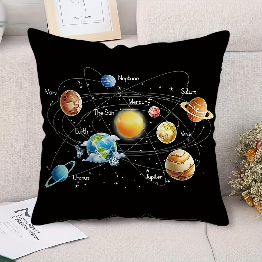 Galaxy Print Throw Pillow Cover Polyester 45cm Square Modern Home Decor