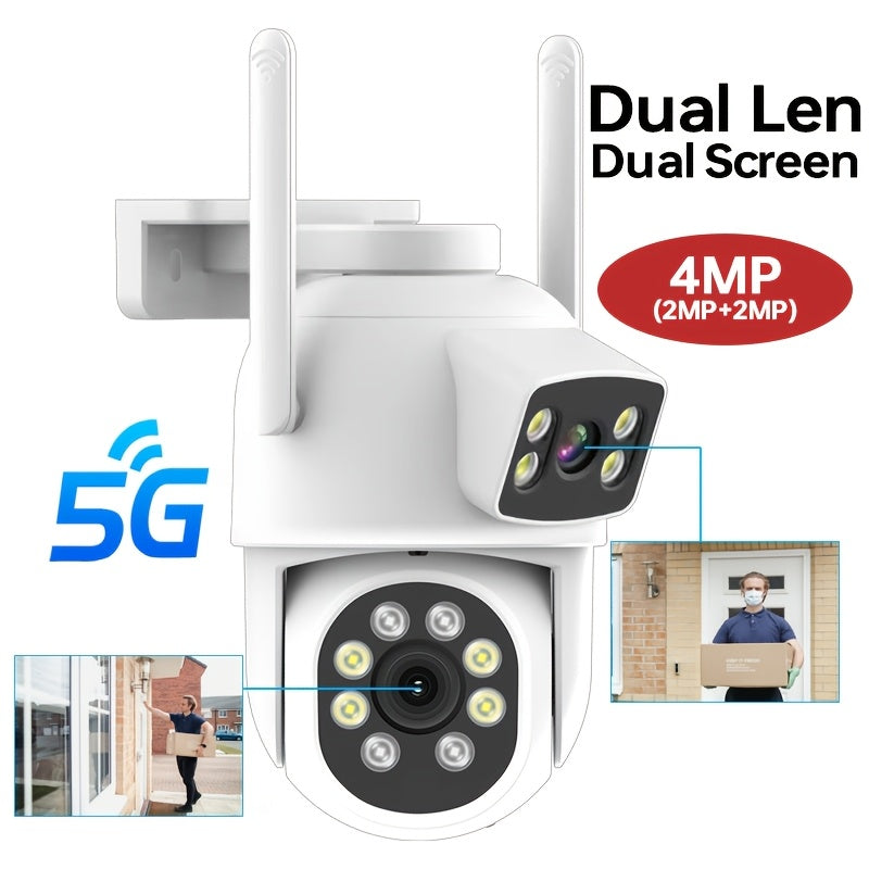 4MP Dual Lens Outdoor WiFi Security Camera with Pan Tilt Auto Tracking Night Vision