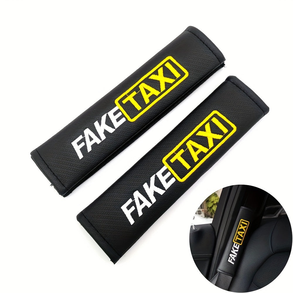 Universal Carbon Fiber Look Car Seat Belt Shoulder Pads Soft Faux Leather Covers 2pcs