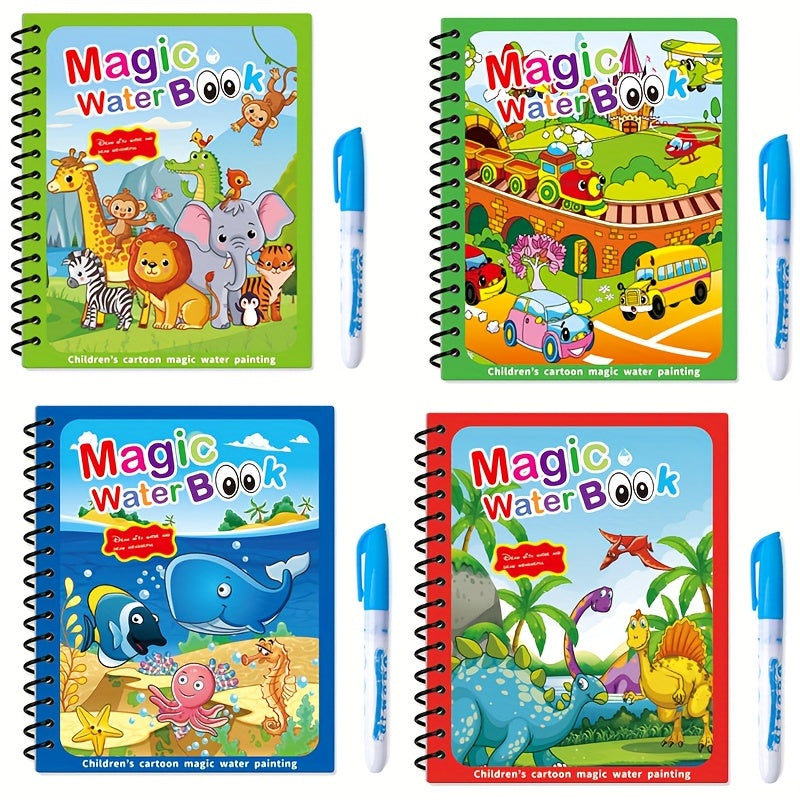 Water Drawing Book for Kids 3 Plus Reusable Water Pad with Water Pen in Multiple Colors