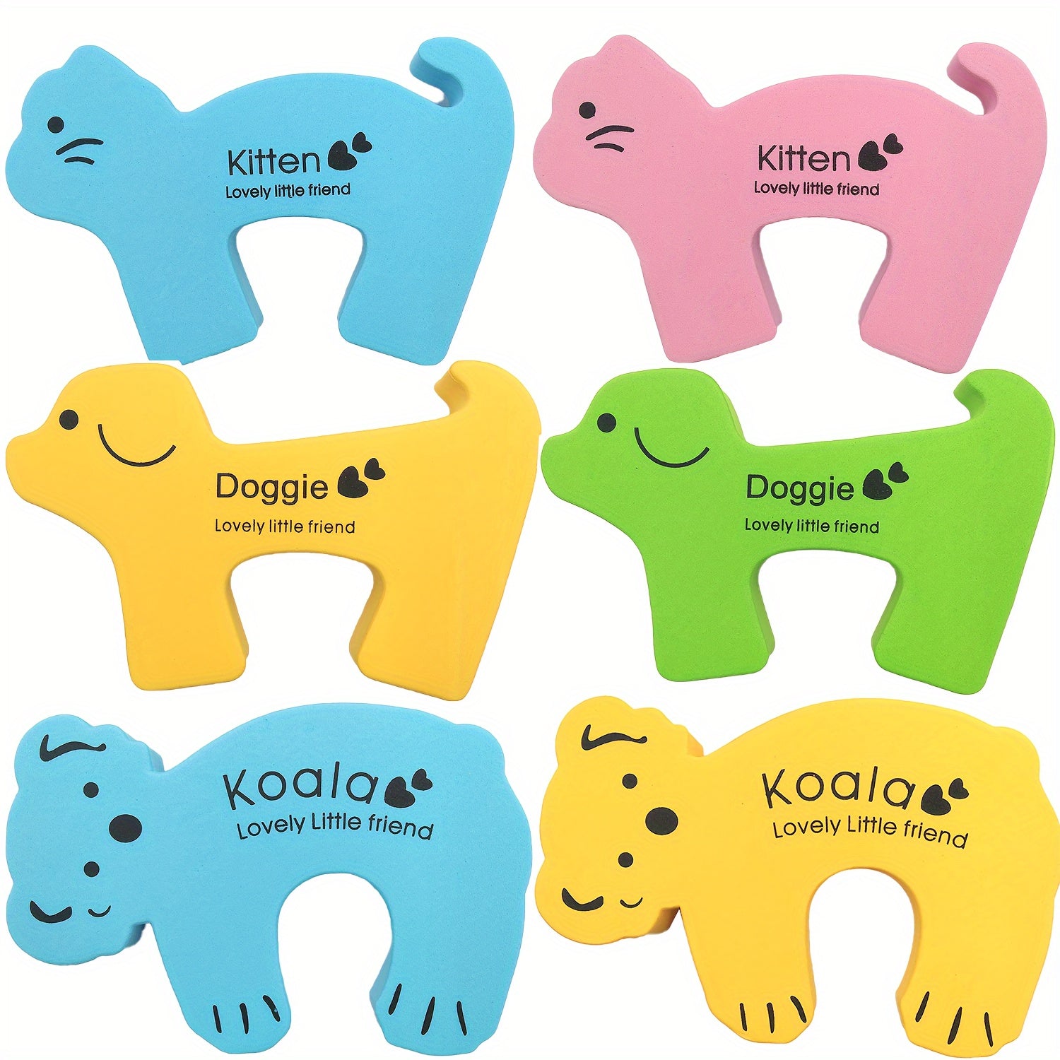 Soft Foam Door Stoppers and Safety Pads with Cartoon Designs for Child Protection