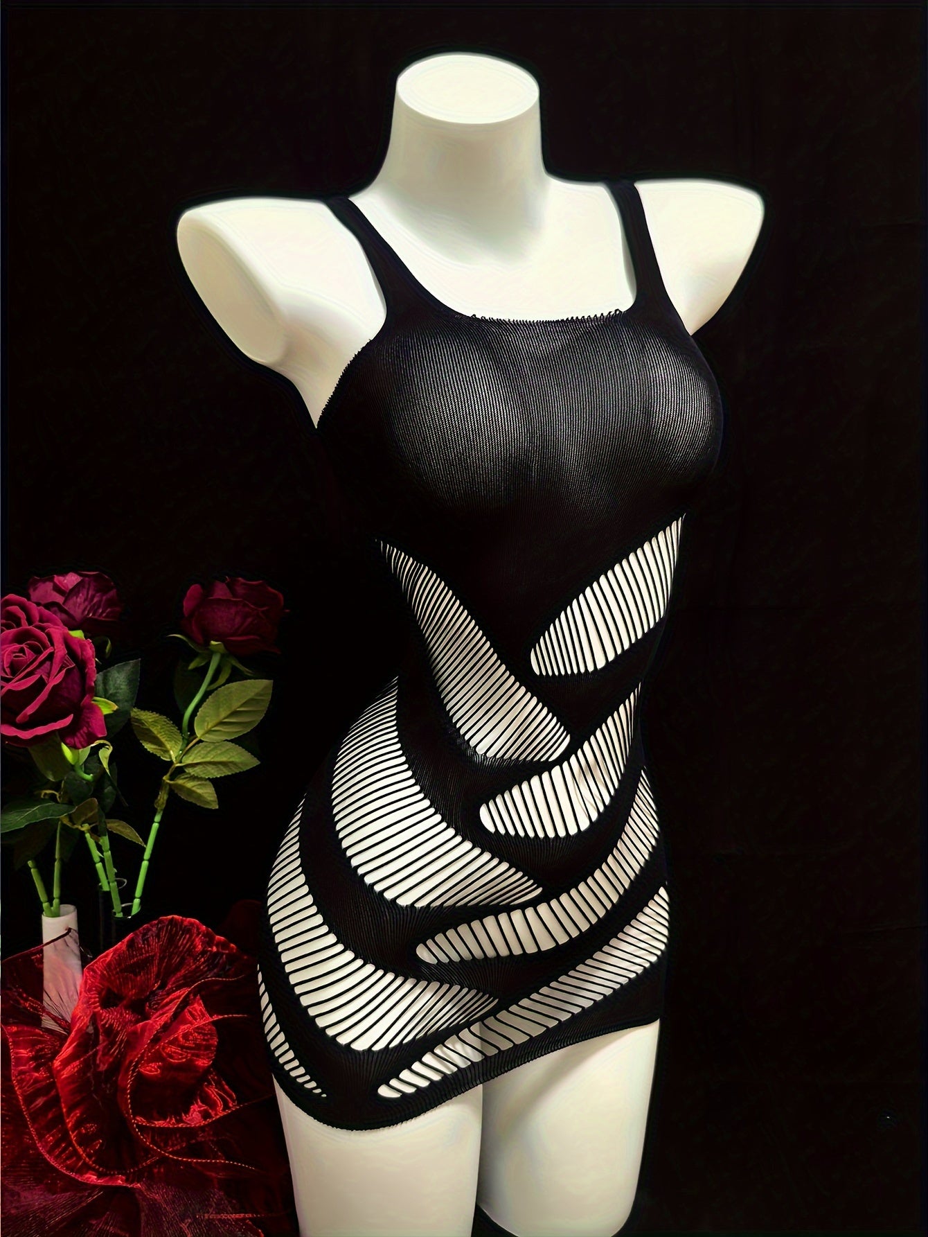 Women's Fishnet Bodycon Dress for Music Festivals Sheer Nylon Elastane Hollow-Out