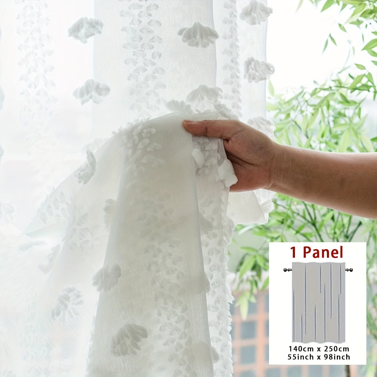 French Pastoral White Gauze Curtain 1 Piece for Bay Window Living Room Bedroom