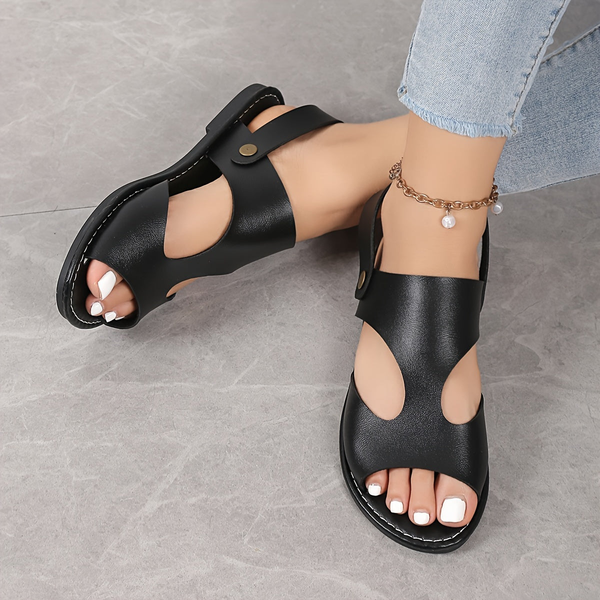 Women's Slip-On Sandals Open Toe Non-Slip Summer Beach Shoes
