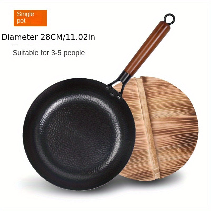 Sartén de hierro forjado chino de 28cm antiadherente para bistec, huevos, panqueques. Solo lavado a mano