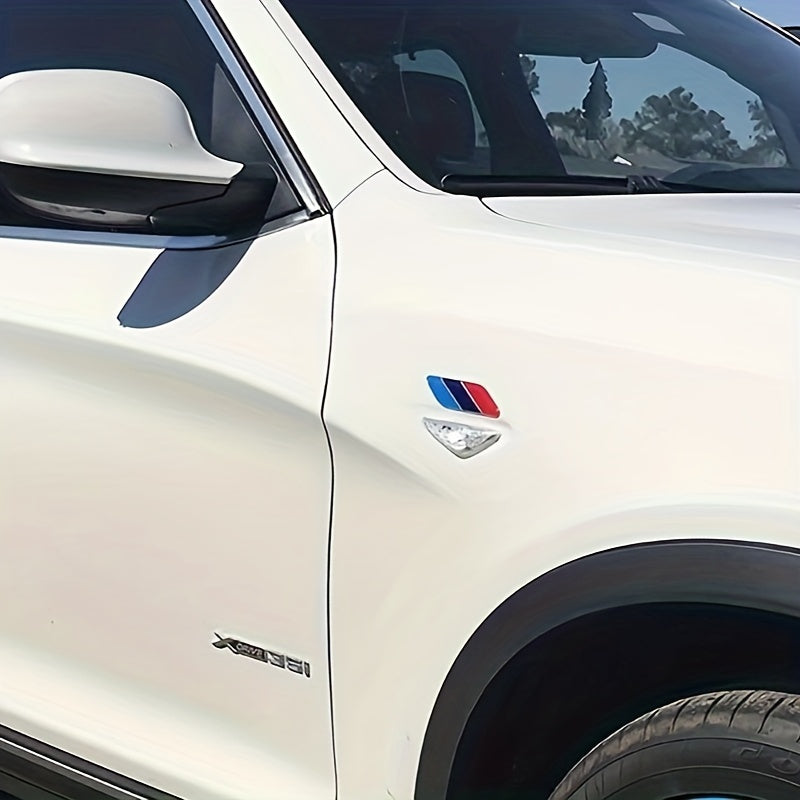 2Pcs Tricolor Flag Emblems Plastic Car Motorcycle Badges Durable Easy Install