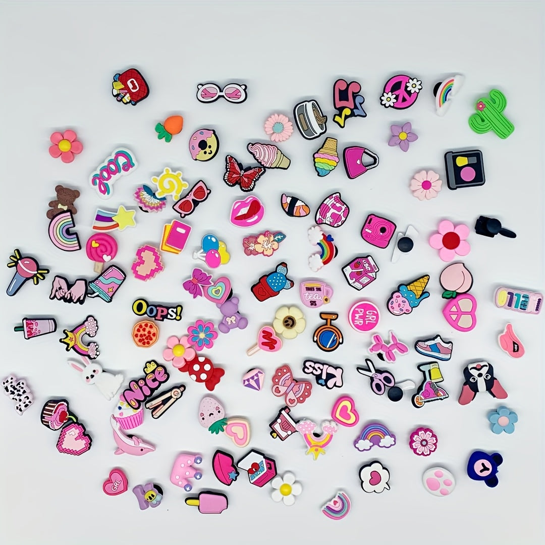 Pink PVC Shoe Decorations for Girls, DIY Craft Accessories, 20/30/50 pcs