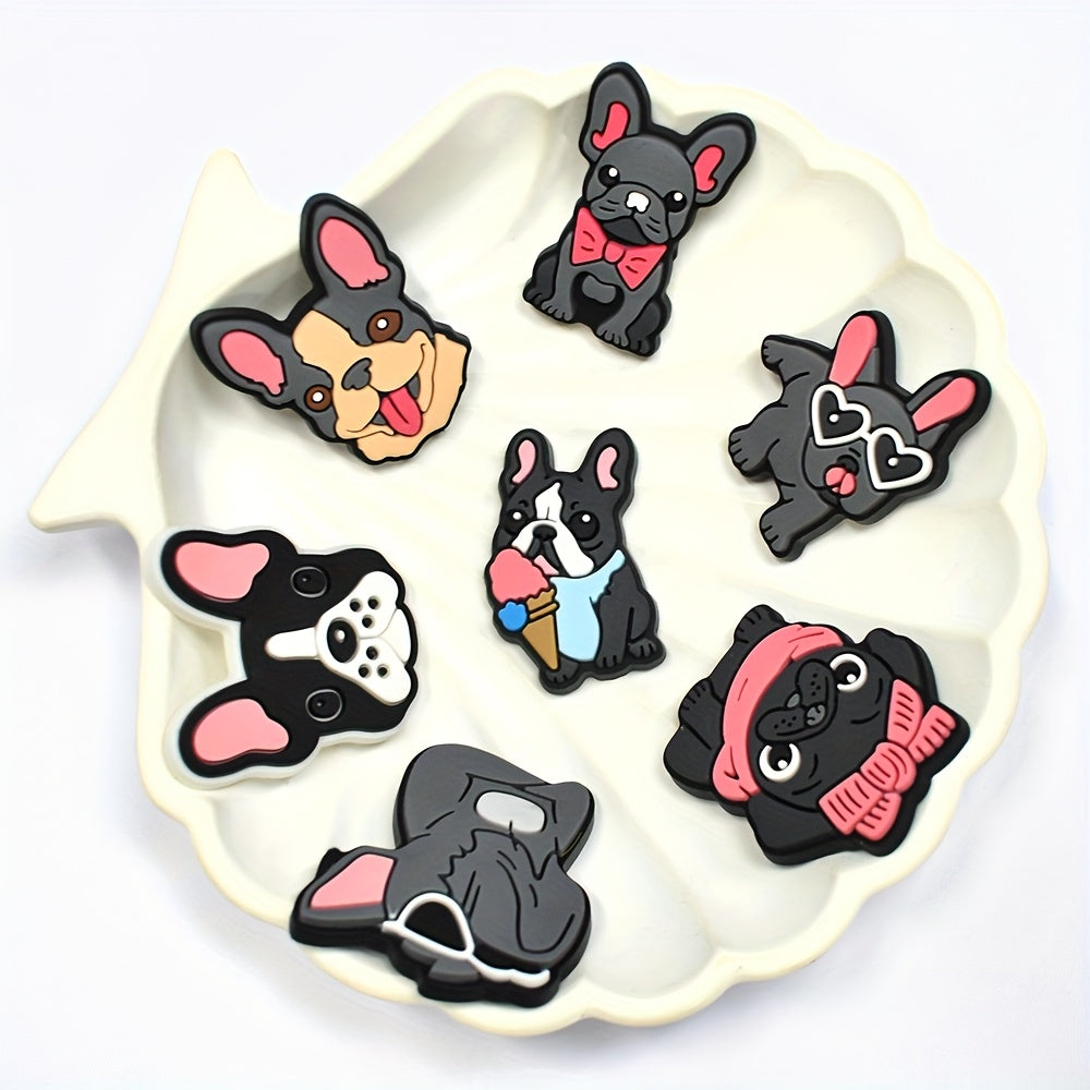10/11/25 Pcs Soft Plastic French Bulldog Shoe Charms Dog Shoe Accessories for Sandals