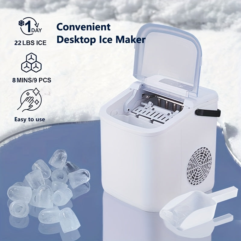 Countertop Portable Ice Maker with Handle Produces 10kg Ice in 24 Hours