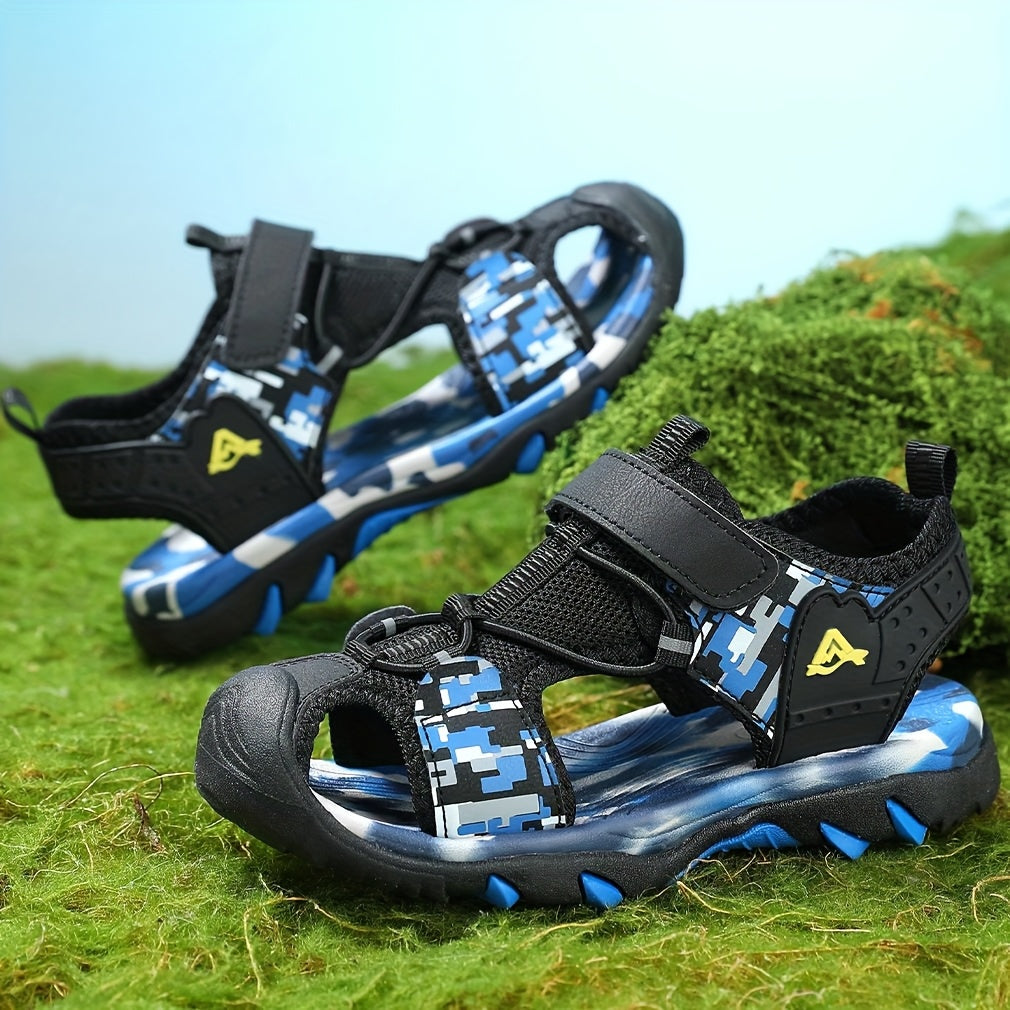 Boys' Casual Sports Sandals Low Top Round Toe Elastic Fastener TPR Sole