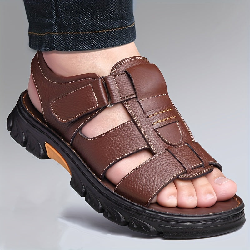 Men's Summer Casual Hiking Sandals Leather PU Comfortable Outdoor Footwear