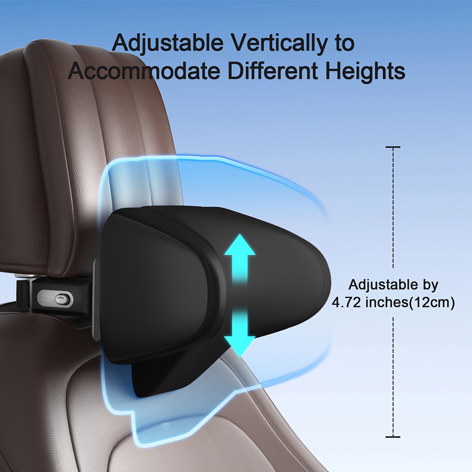 Almohada ajustable para cuello de coche, espuma viscoelástica negra, soporte para la cabeza, para el asiento delantero