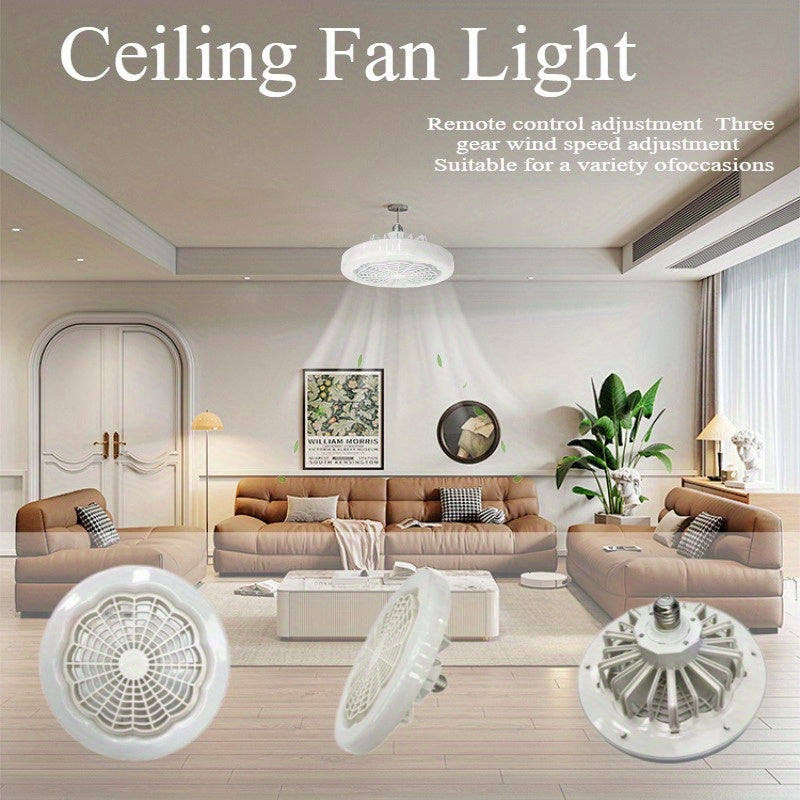E27 Screw Socket Fan Lamp with Remote Control, Independent Fan and Light, Suitable for Bedrooms and Living Rooms