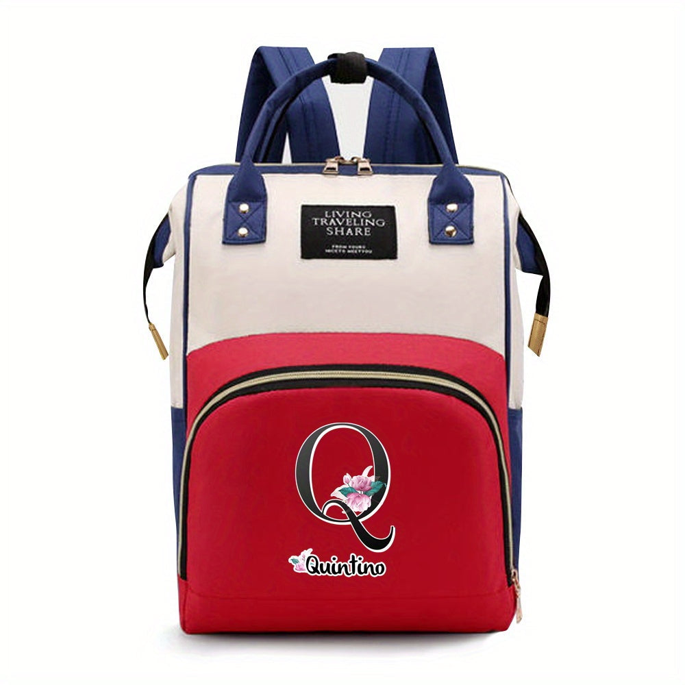 Персонализированная сумка для подгузников из оксфордской ткани с индивидуальными инициалами - Просторная сумка для мам с дизайном букв A-Z, идеальна для путешествий и повседневного использования, с карманами для бутылочек для женщин