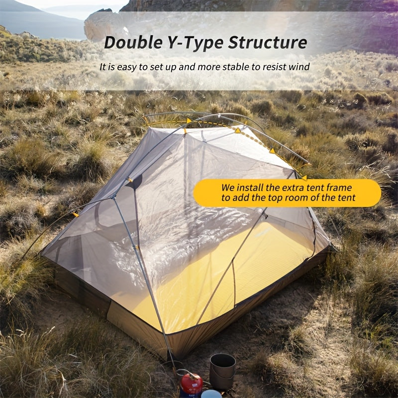 Tienda de campaña impermeable para 2 personas, para todas las estaciones, de poliéster gris